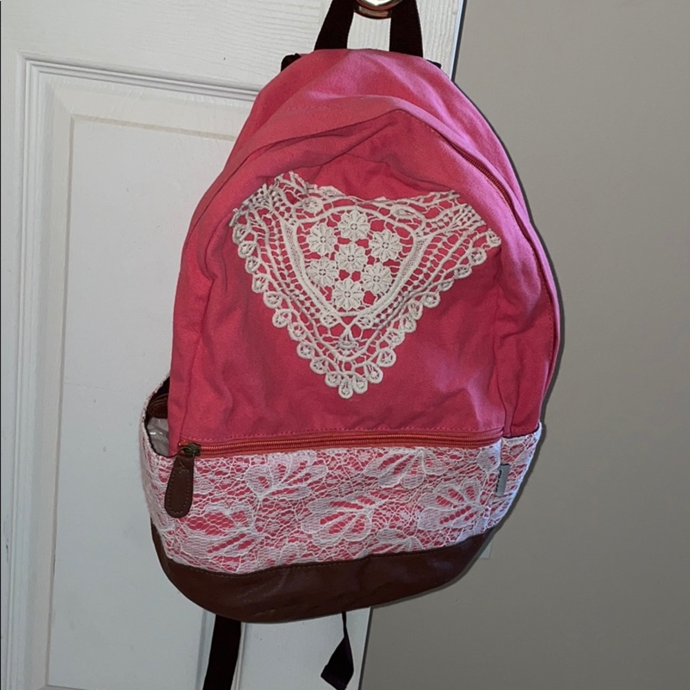 Pink and White Laced Backpack